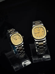 Patek Philippe Geneve Couple Watches ( Two-Tone - Yellow )