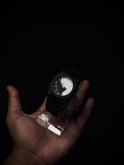 Black Arabic Aura Marble ( Black & White - Golden Digits )