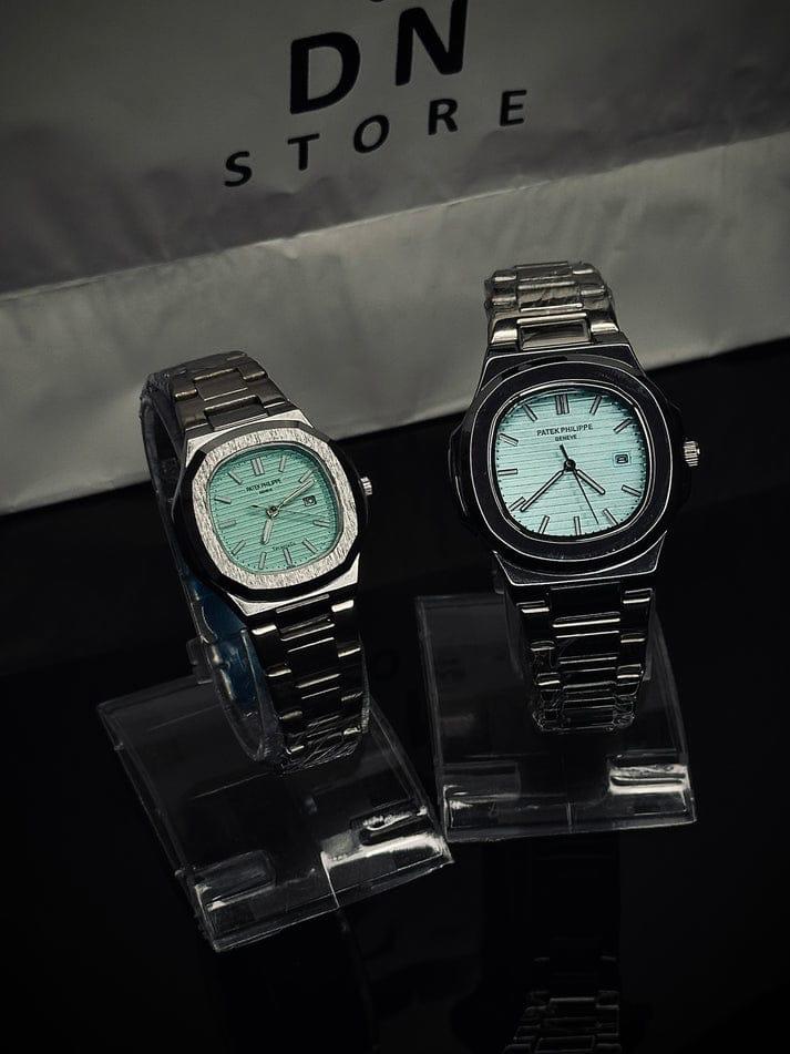 Patek Philippe Geneve Couple Watches ( Silver - Tiffany )